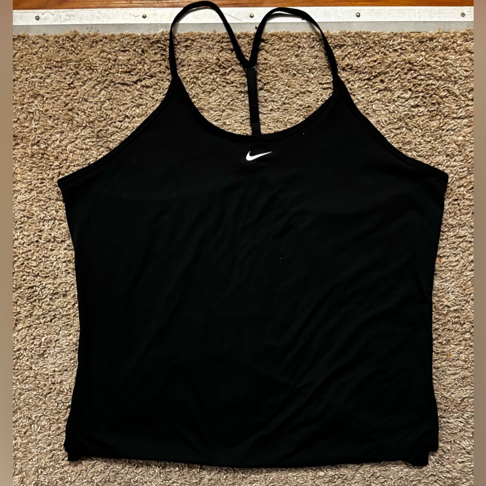Nike Black Womens Athletic Camisole Tank Top with White Swoosh